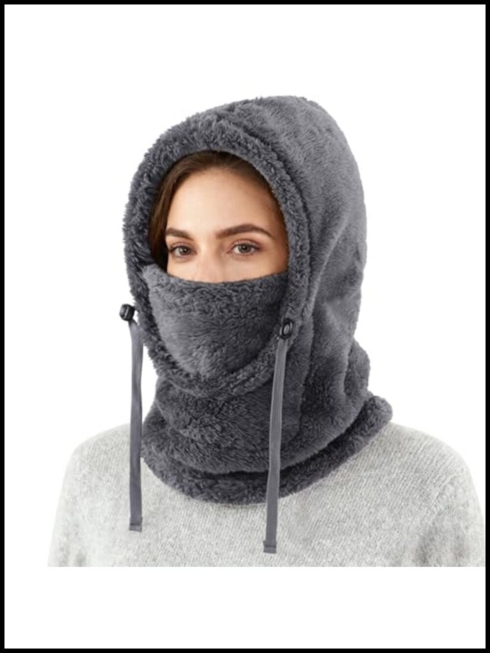 Fleece Balaclava Hood Winter Hat Windproof Ski Mask One-Piece Hooded Scarf